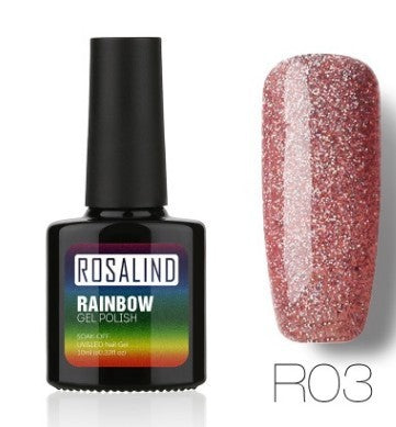 Nail free, long-lasting, non-toxic, nail polish, ROSALIND phototherapy glue, star studded rainbow system. Louisiana Mart