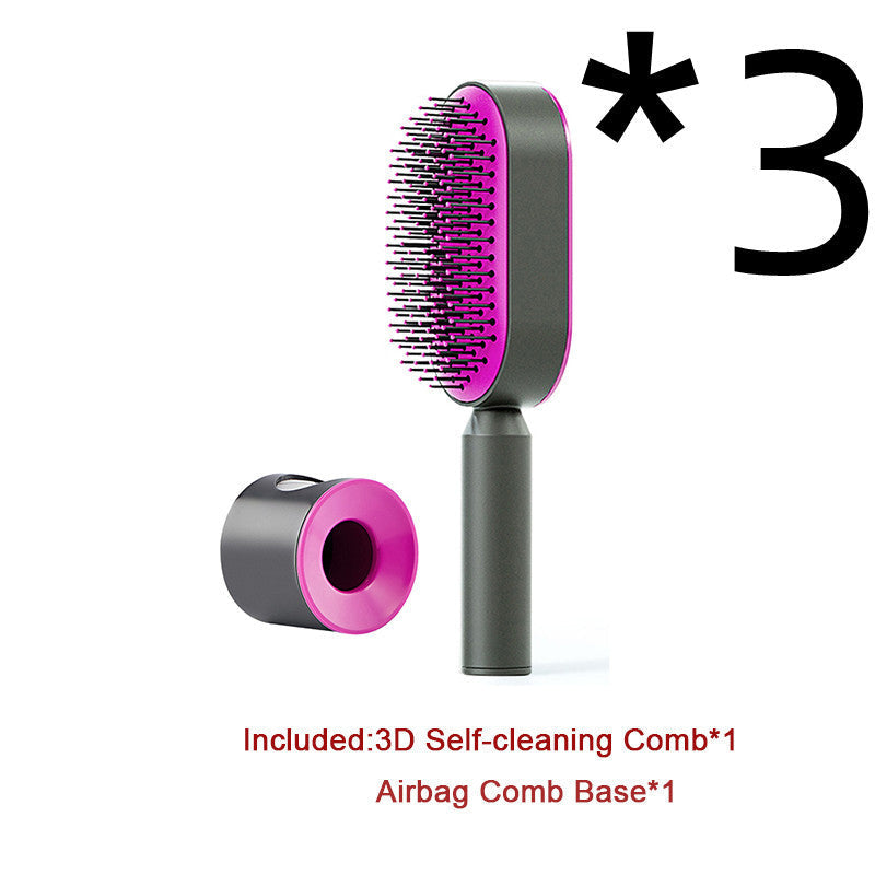 Self Cleaning Hair Brush For Women One-key Cleaning Hair Loss Airbag Massage Scalp Comb Anti-Static Hairbrush Louisiana Mart