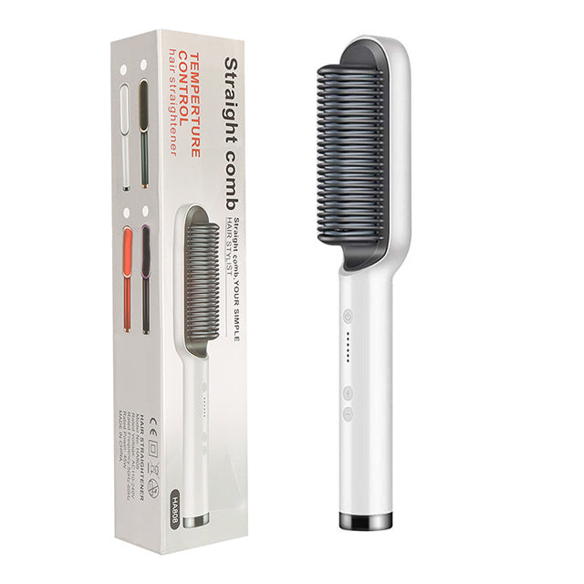 New 2 In 1 Hair Straightener Hot Comb Negative Ion Curling Tong Dual-purpose Electric Hair Brush Louisiana Mart