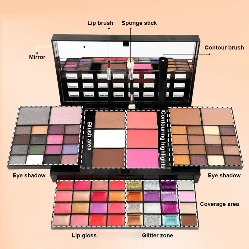 74 Colors Makeup Set Lip Gloss Blush Eyeshadow Highlight Combination Plate Wholesale Makeup Set Louisiana Mart