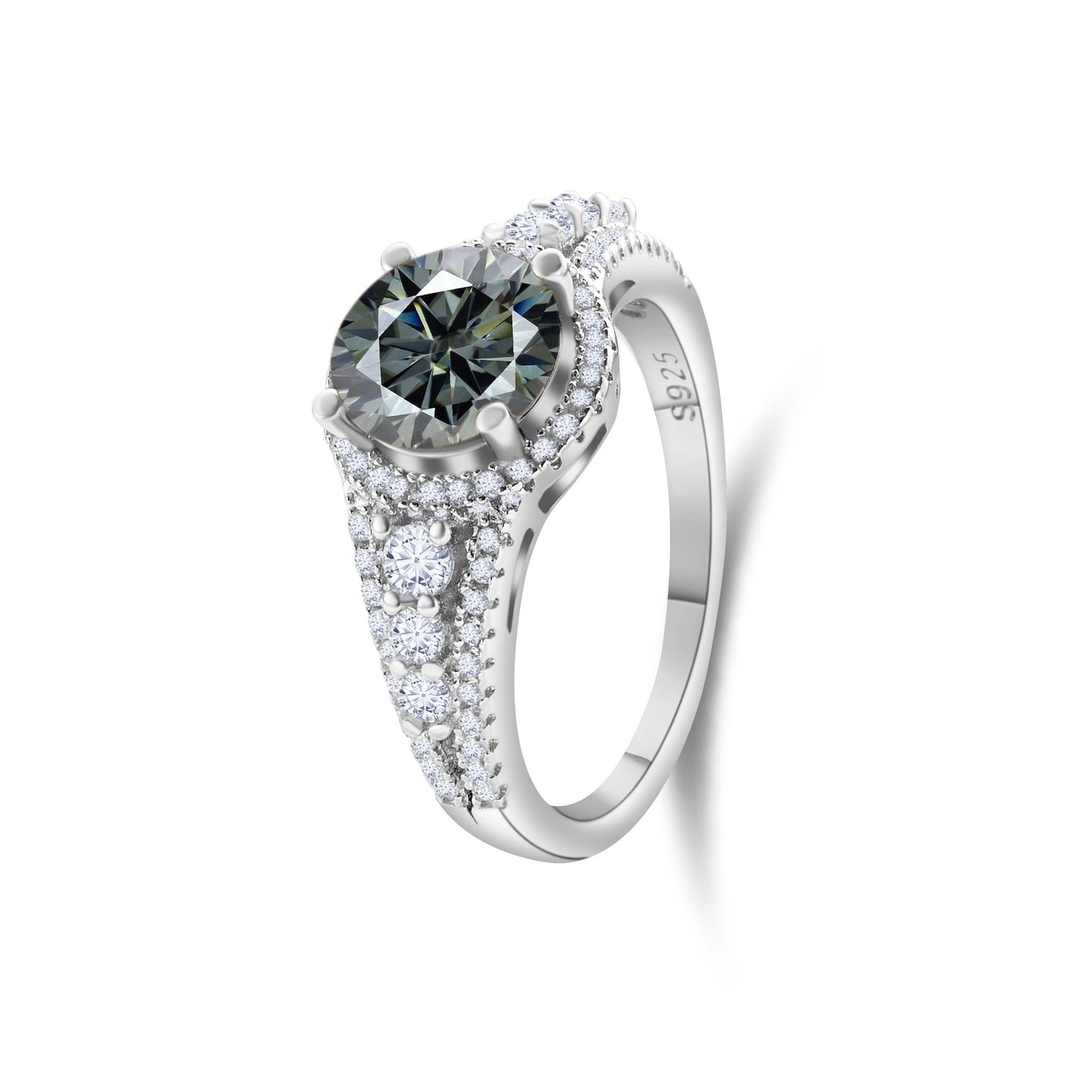 2CT Color Moissanite Ring Sterling Silver S925