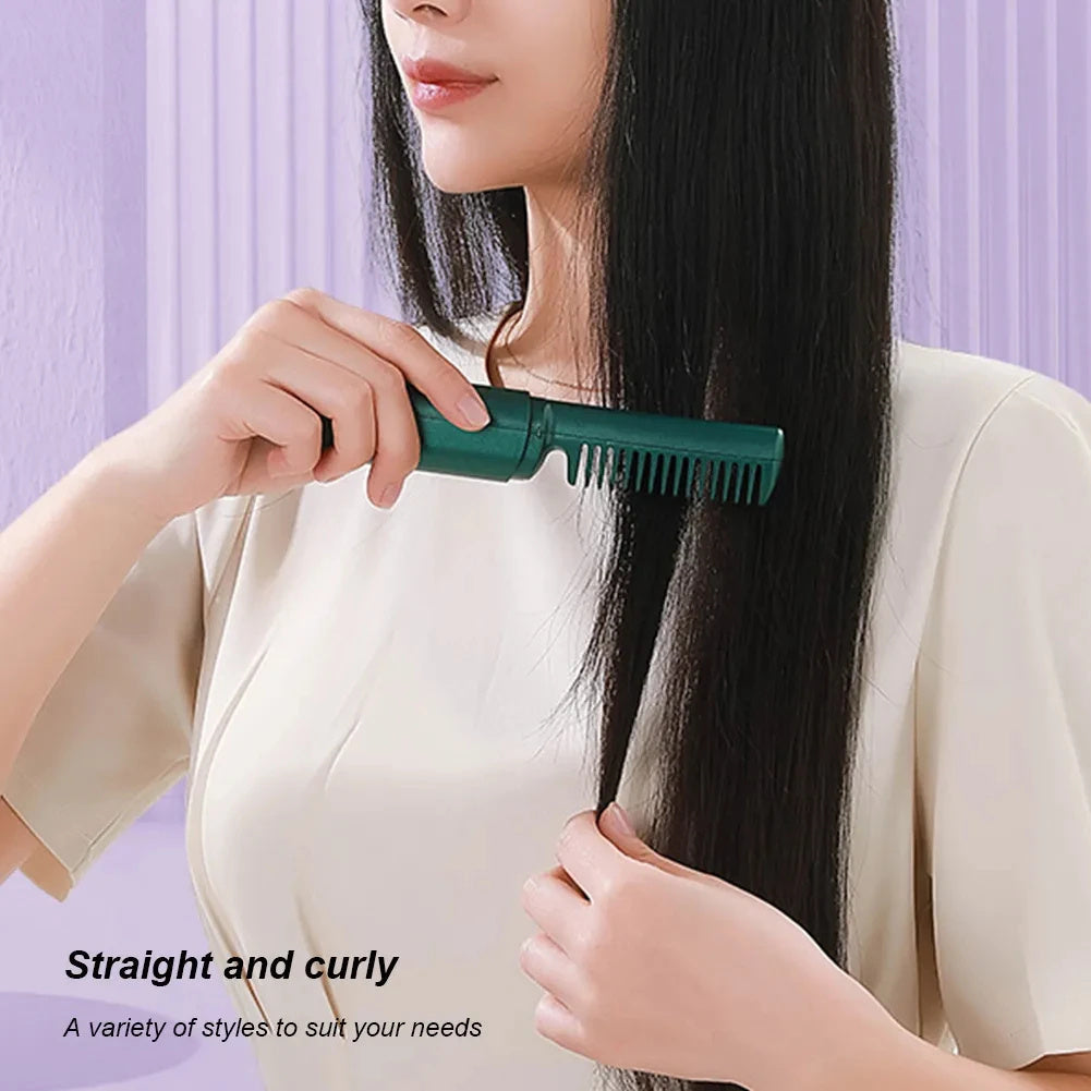 Professional Wireless Hair Straightener Curler Comb Fast Heating Negative Ion Straightening Curling Brush Hair Styling Tools Louisiana Mart