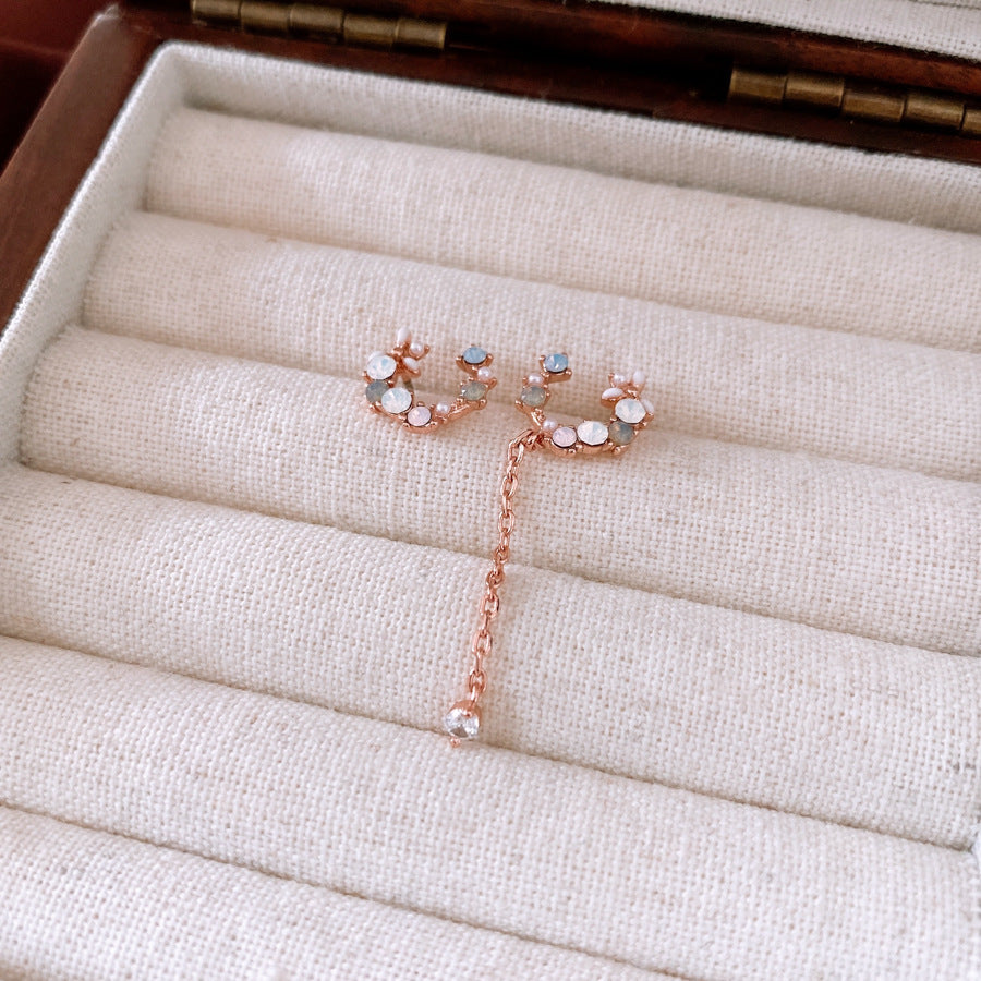 French Style Light Luxury Silver Needle Zircon Flower Earrings