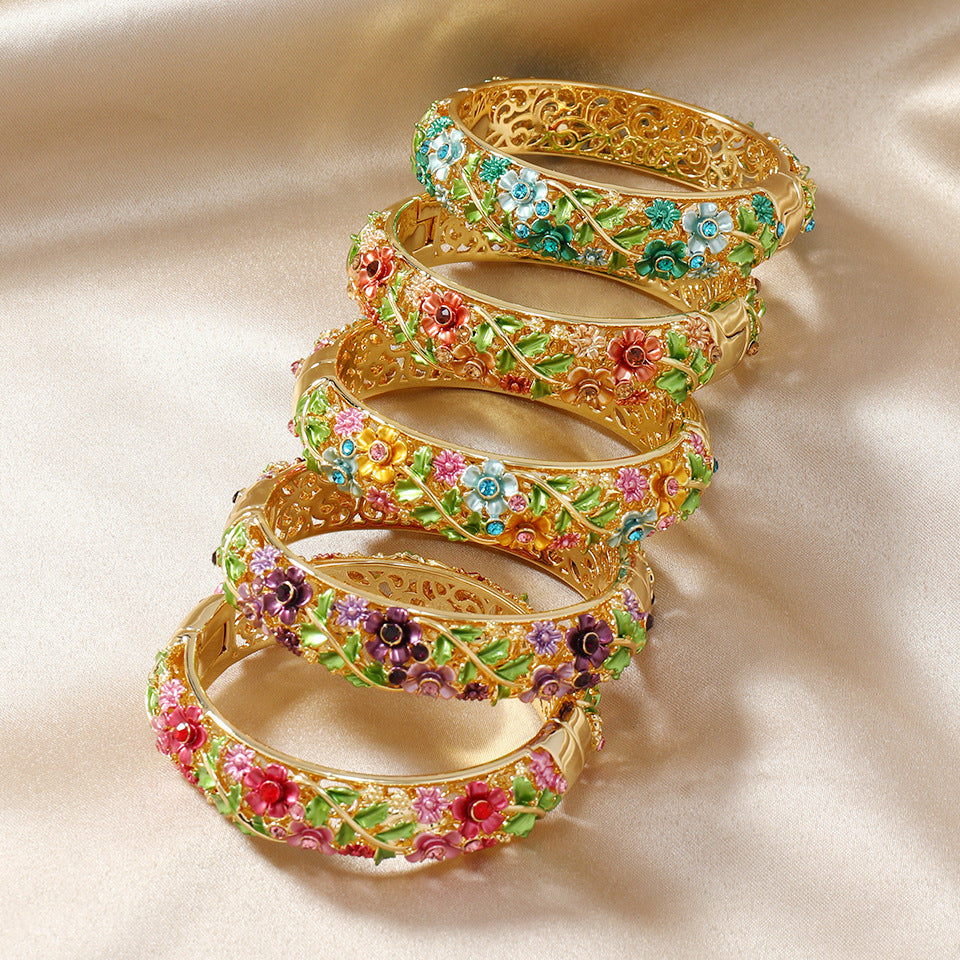 Women's Ethnic Style Hollow Painted Alloy Bracelet