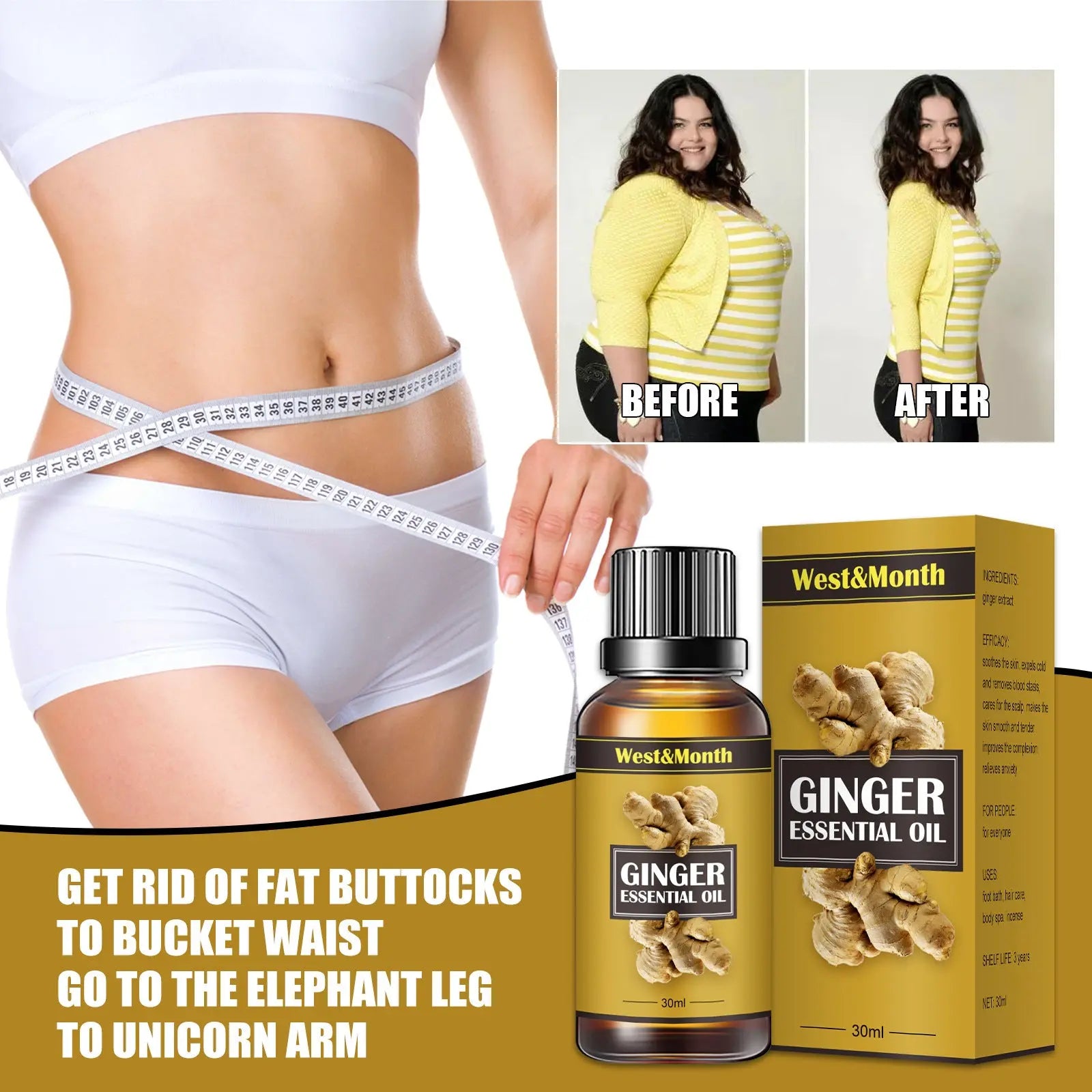 Moisturizing Skin Slimming Body Oil for slimming, shaping Louisiana Mart