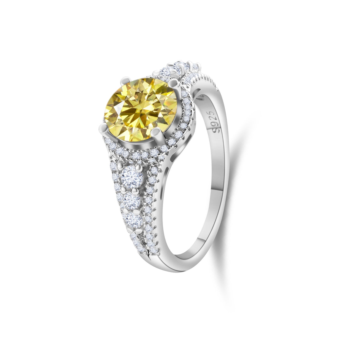 2CT Color Moissanite Ring Sterling Silver S925