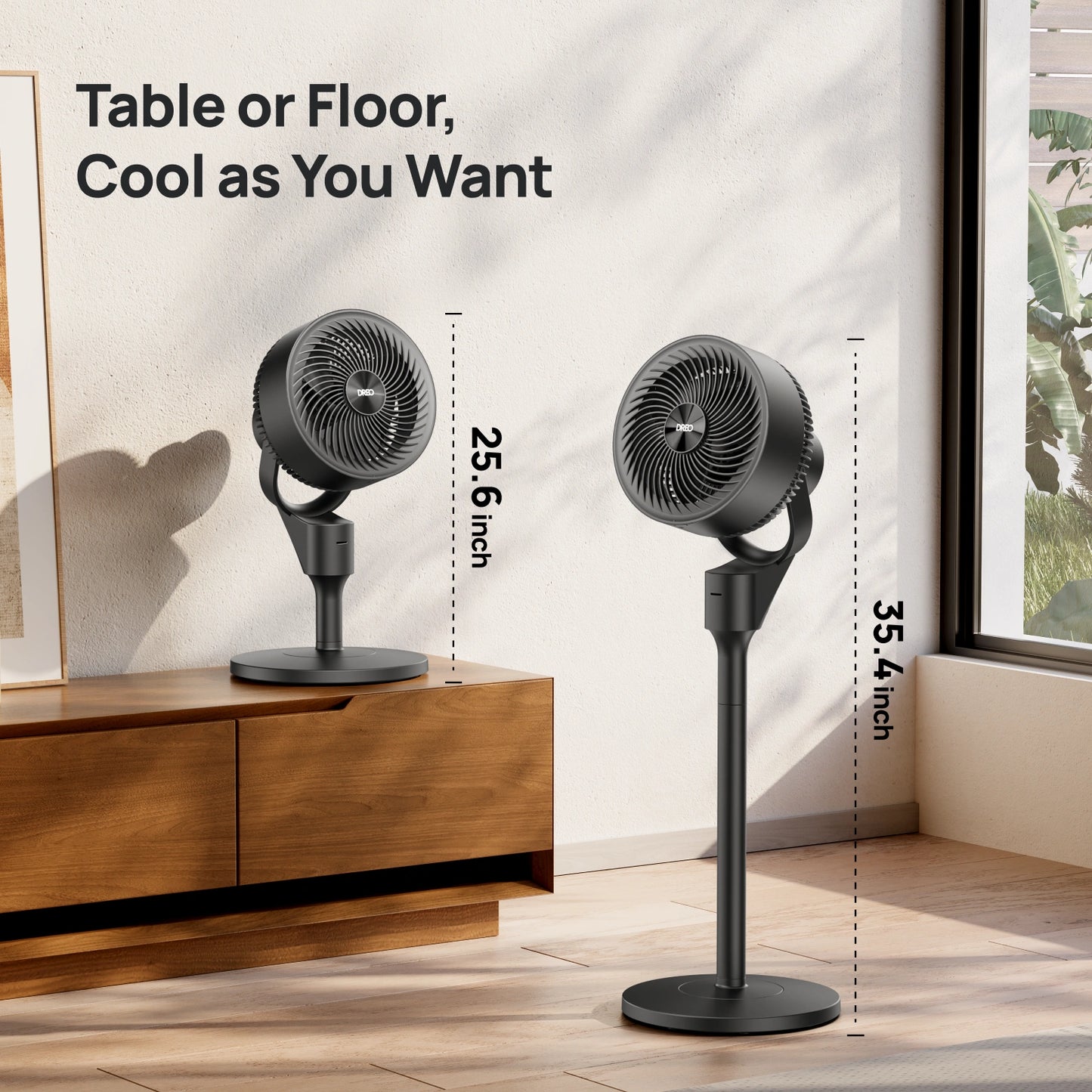 Dreo 2-in-1 Oscillating Pedestal Fan with 3 Speeds
