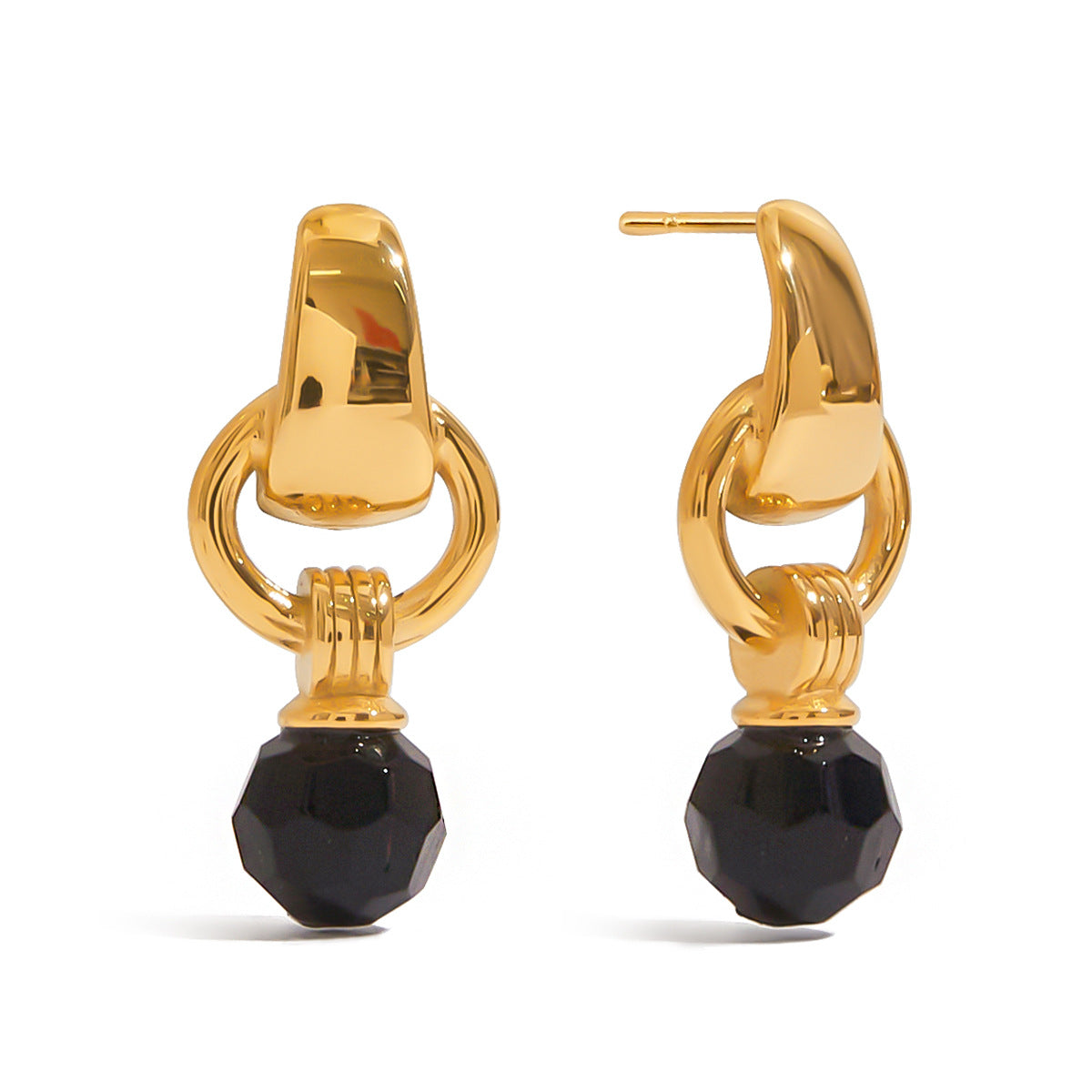 Stainless Steel Black Crystal Earrings Titanium Steel Earrings