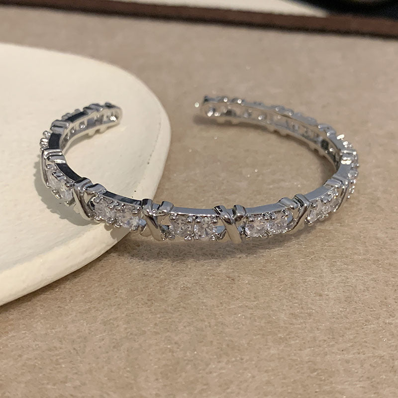 Cool Style Light Luxury X Letter Zircon Bracelet Design Open