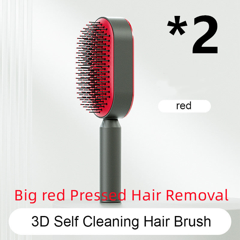 Self Cleaning Hair Brush For Women One-key Cleaning Hair Loss Airbag Massage Scalp Comb Anti-Static Hairbrush Louisiana Mart