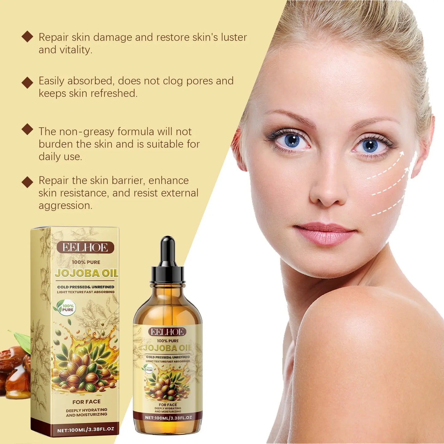 Eelhoe Jojoba Face Essential Oil, Facial Moisturizing, Moisturizing, Brightening And Firming Care Jojoba Essential Oil Louisiana Mart