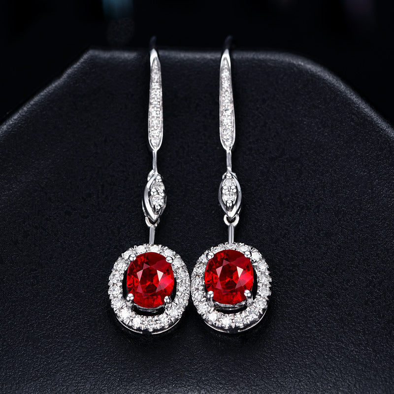 Real Sapphire Colored Gems Long Earrings