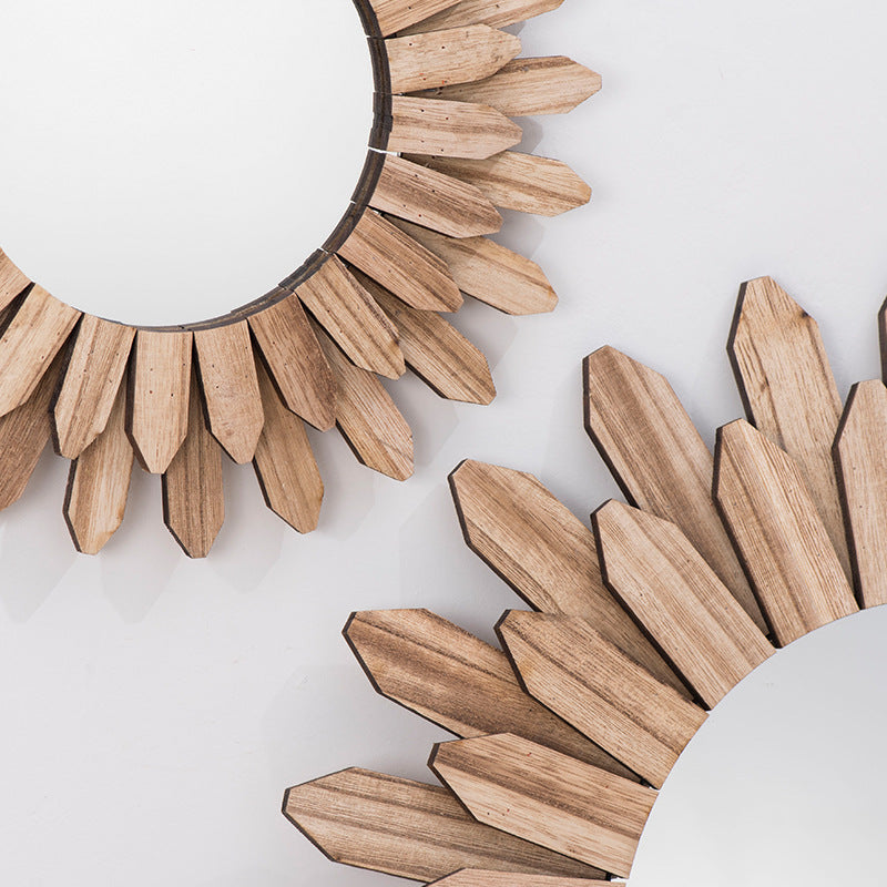 European-style Solid Wood Handmade Finish Hanging Mirror Homestay Hotel Entrance Decoration Hanging Louisiana Mart