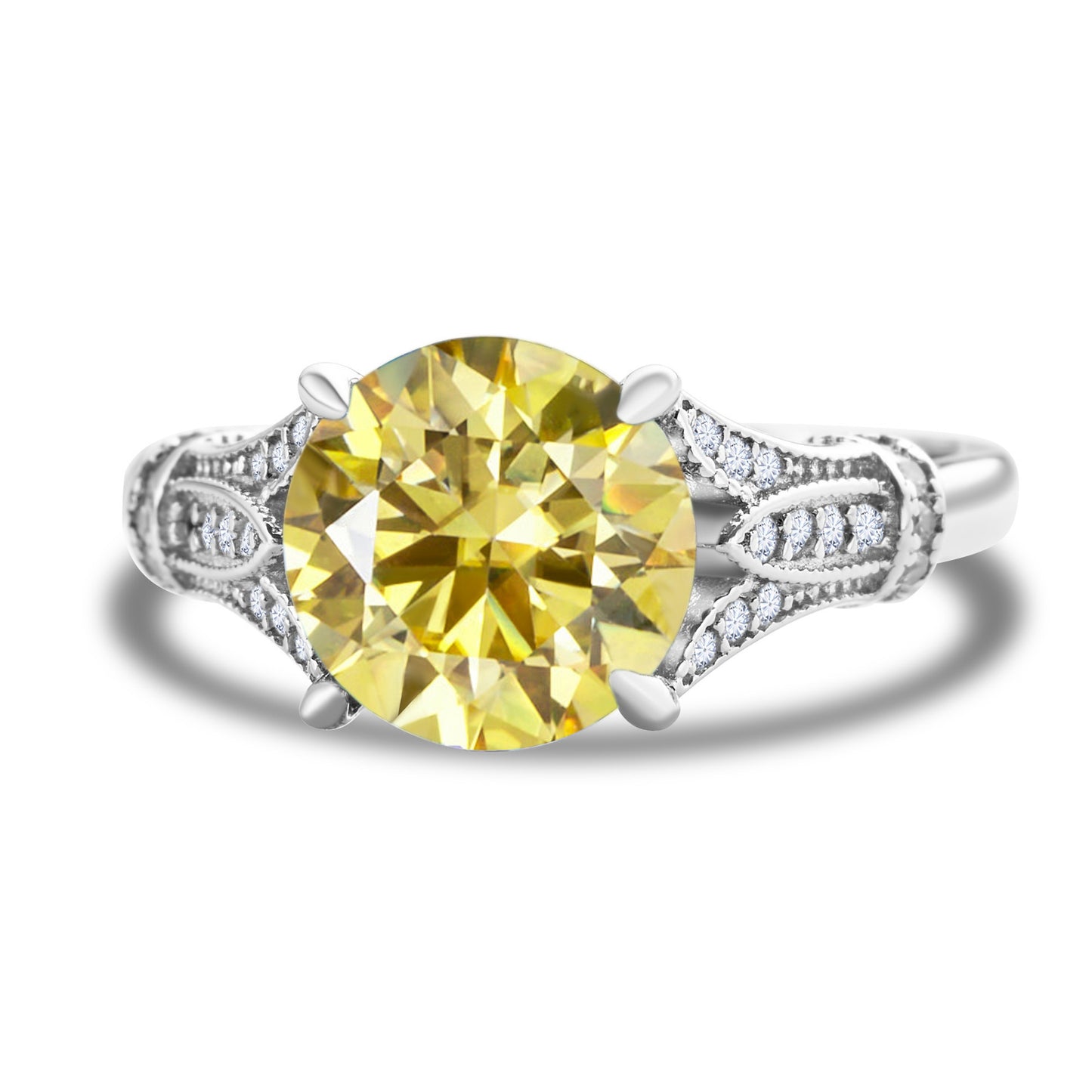 Moissanite Row Diamond Ring Female Exaggerated Sterling Silver Simple