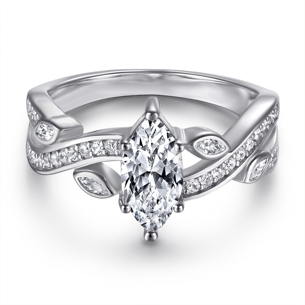 Oval Zircon Silver Ring Female Niche High Sense
