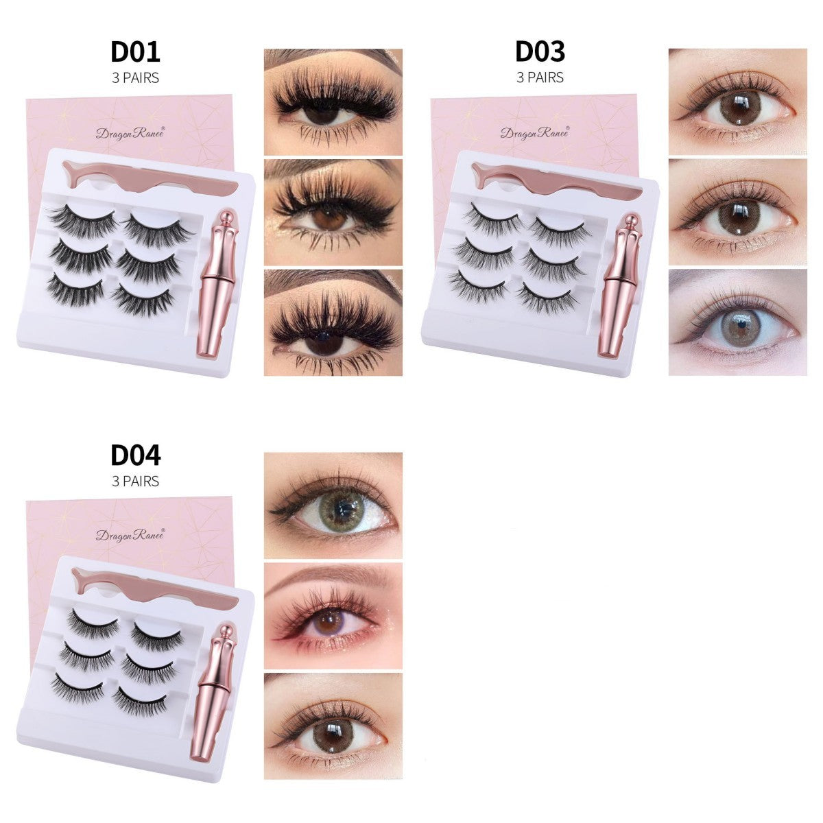 Natural Long Lasting Magnetic Liquid Eyeliner & Magnetic False Eyelashes & Tweezer Set Make up Set Louisiana Mart
