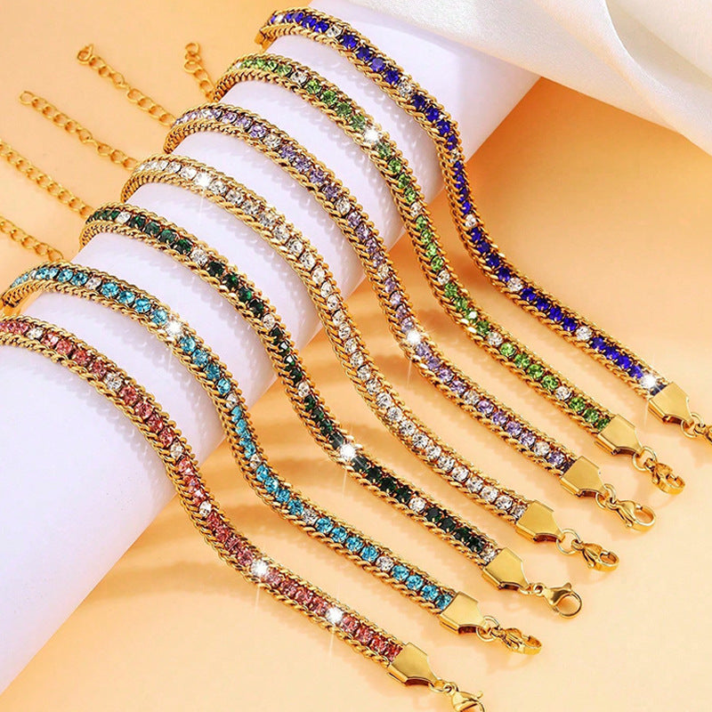 Three-layer Diamond Versatile Personality Stainless Steel Bracelet