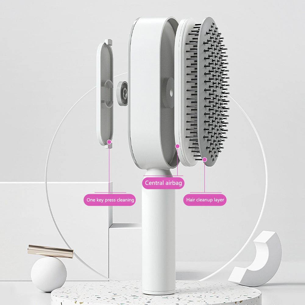 Self Cleaning Hair Brush For Women One-key Cleaning Hair Loss Airbag Massage Scalp Comb Anti-Static Hairbrush Louisiana Mart