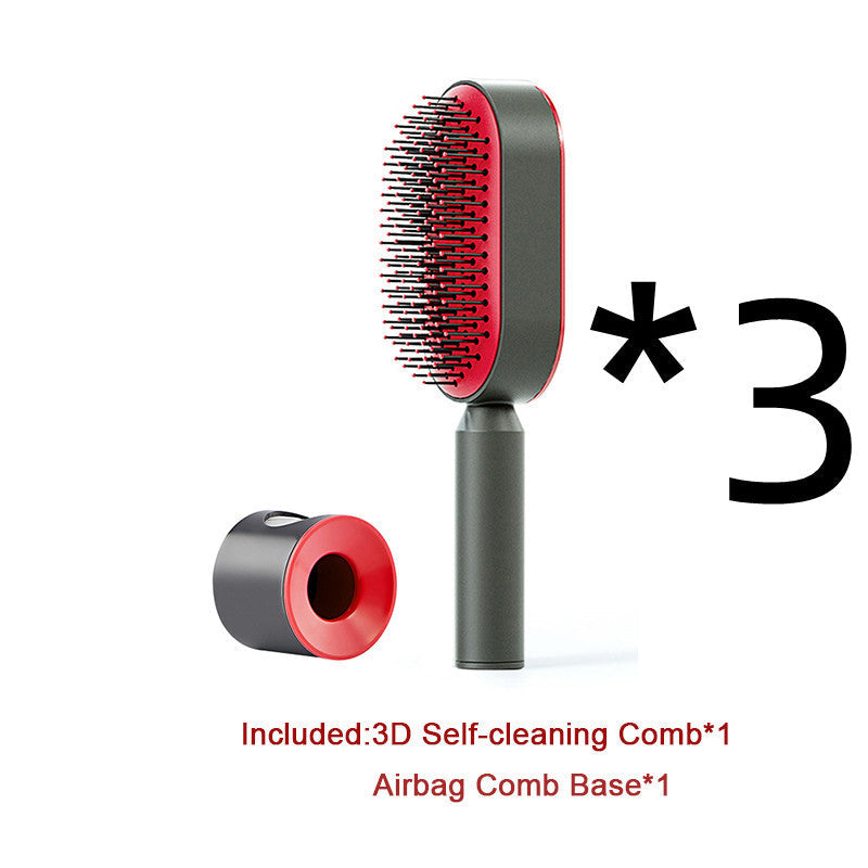Self Cleaning Hair Brush For Women One-key Cleaning Hair Loss Airbag Massage Scalp Comb Anti-Static Hairbrush Louisiana Mart