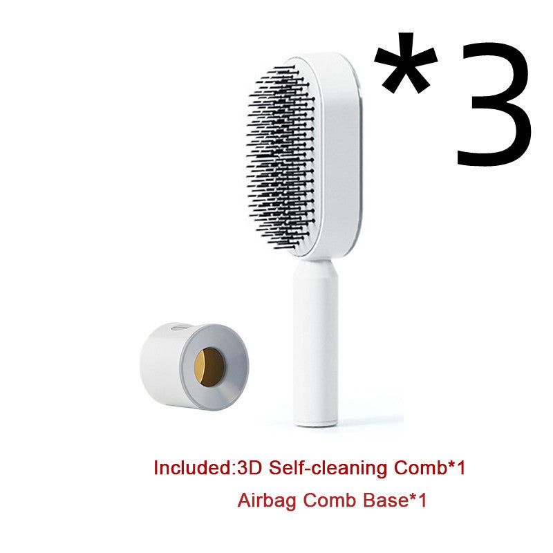 Self Cleaning Hair Brush For Women One-key Cleaning Hair Loss Airbag Massage Scalp Comb Anti-Static Hairbrush Louisiana Mart