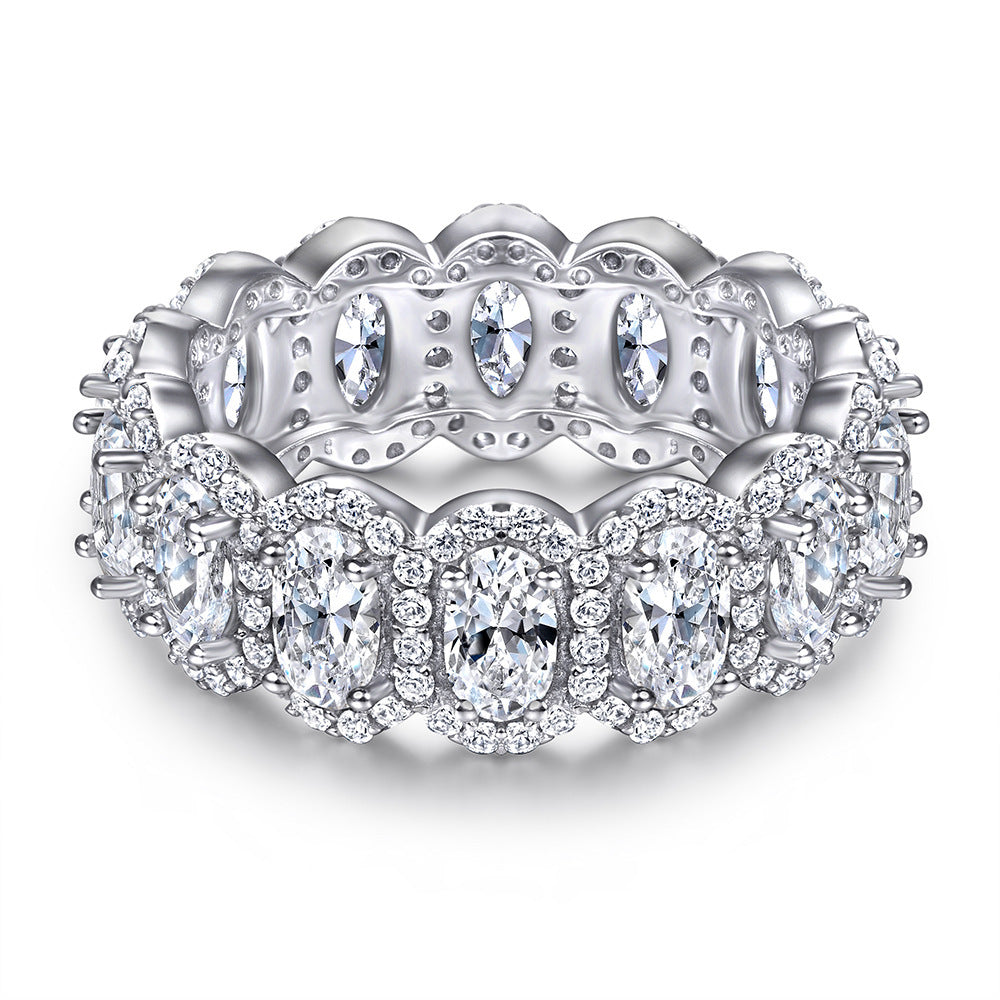 Oval Zircon Silver Ring Female Niche High Sense