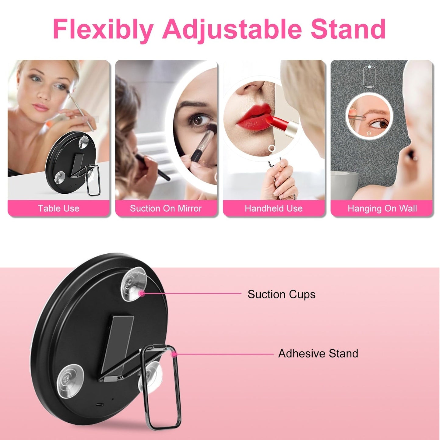 White-Black Options -- 1Pc 30X Magnifying Mirror With Light 3 Colors Dimmable Brightness Included Tweezer Scissor Travel Magnifying Makeup Mirror With Suction Cup 360 Degree Adjustable Stand Louisiana Mart