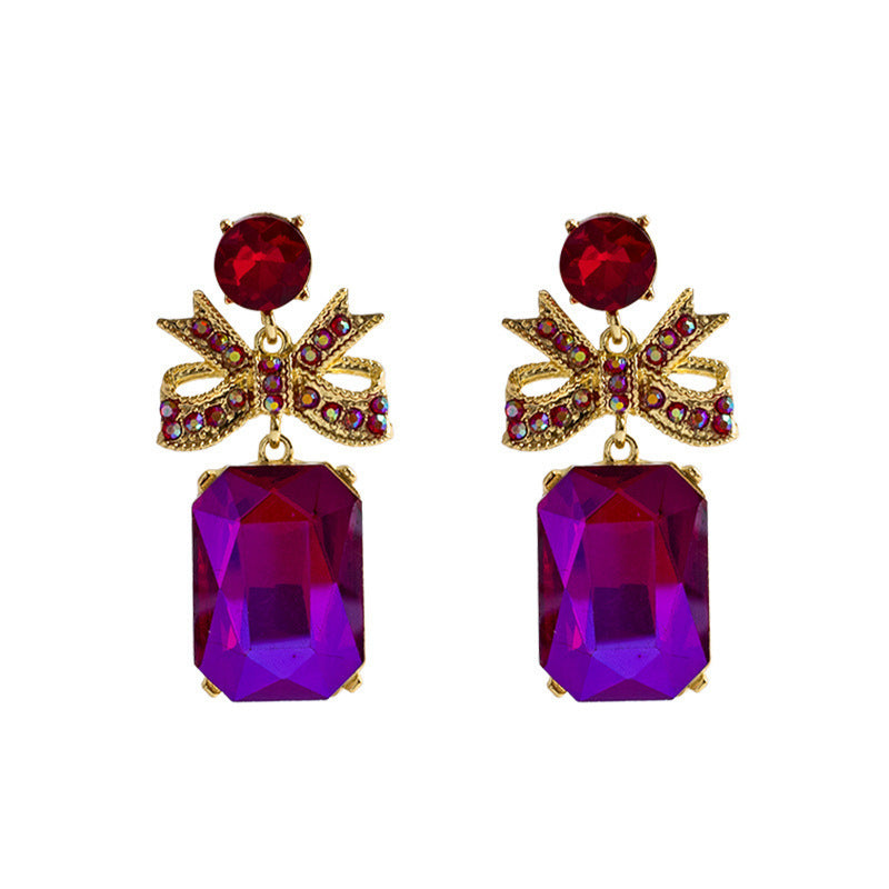 Crystal Bow Simple Temperamental All-match Earrings For Women