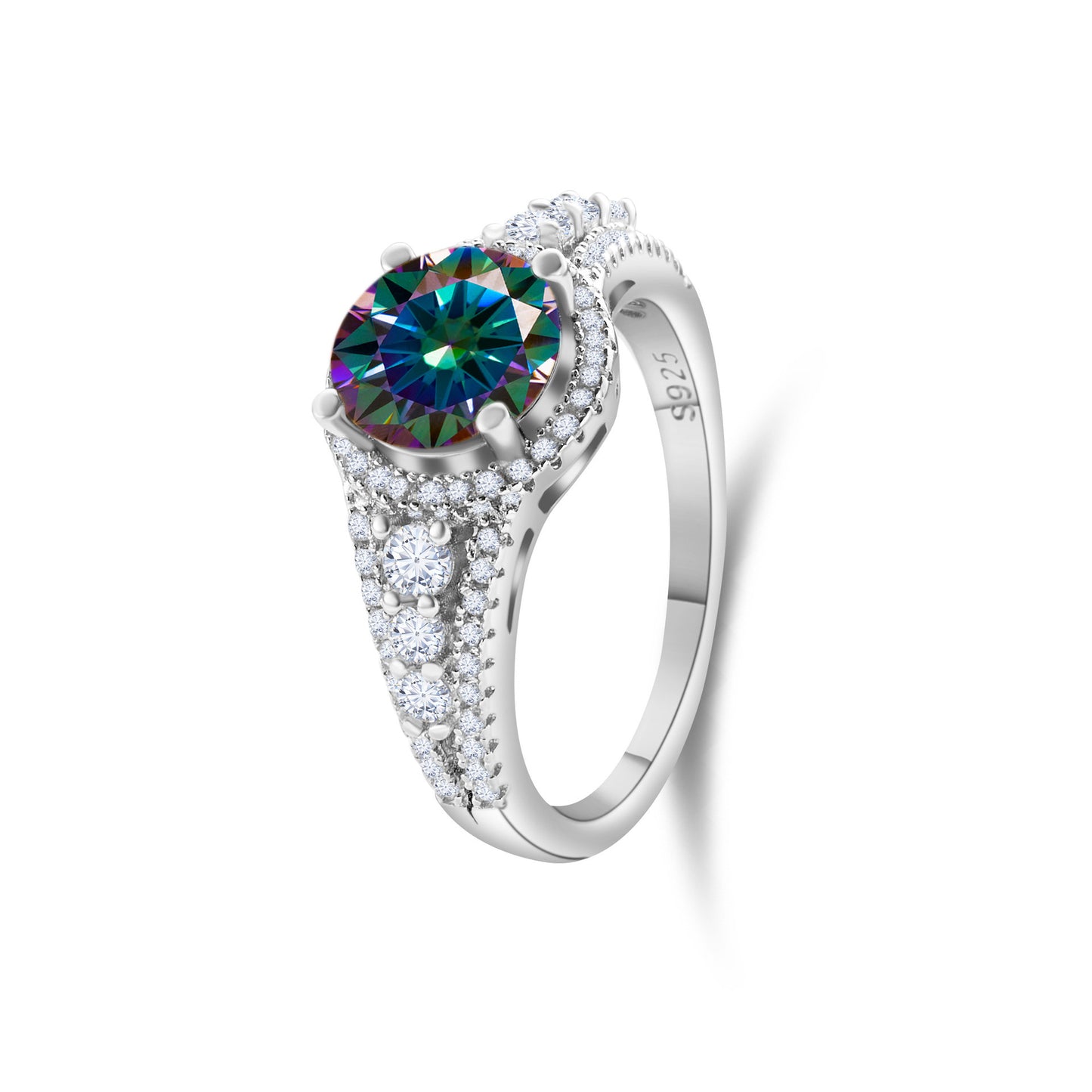 2CT Color Moissanite Ring Sterling Silver S925