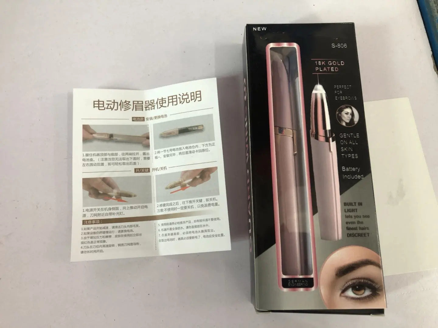 Mini Electric Eyebrow Trimmer Lipstick Brows Pen Hair Remover Painless Razor Epilator with LED Light Louisiana Mart