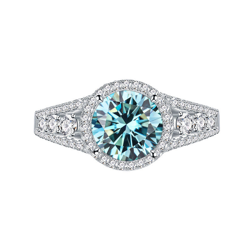 2CT Color Moissanite Ring Sterling Silver S925