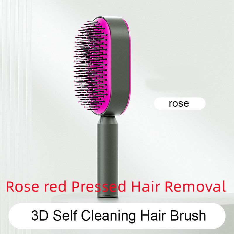 Self Cleaning Hair Brush For Women One-key Cleaning Hair Loss Airbag Massage Scalp Comb Anti-Static Hairbrush Louisiana Mart