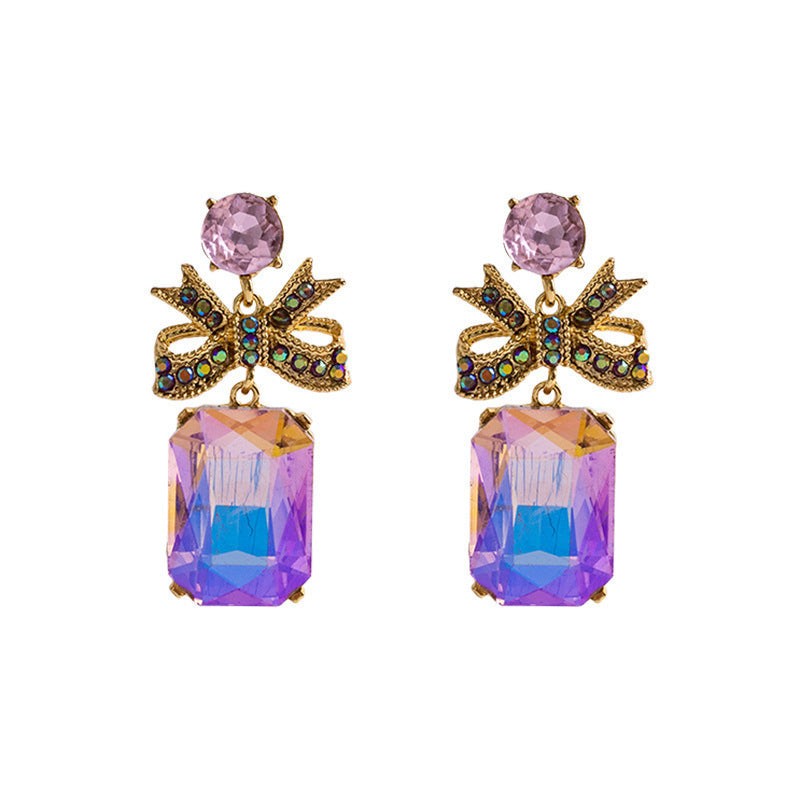 Crystal Bow Simple Temperamental All-match Earrings For Women