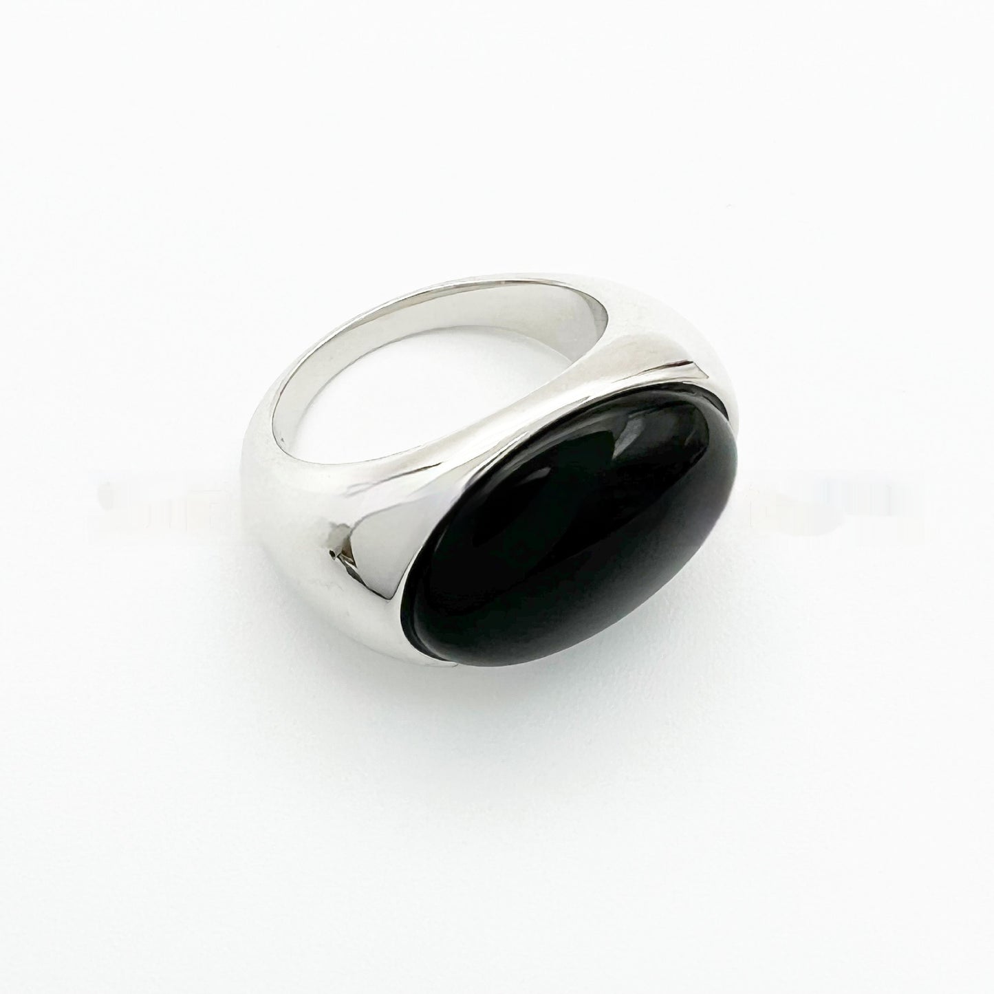 Oval Green Agate Natural Gemstone Dome Ring
