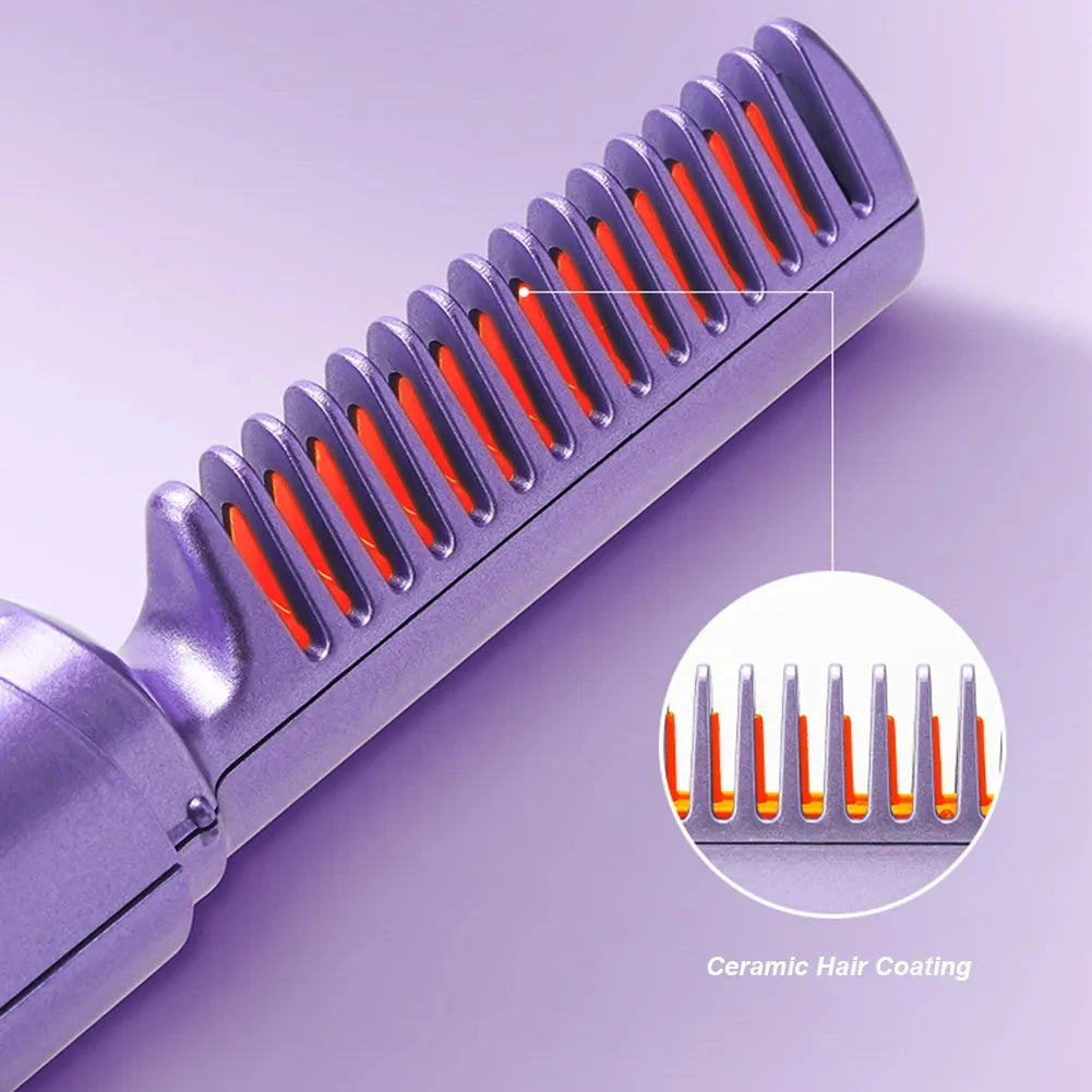 Professional Wireless Hair Straightener Curler Comb Fast Heating Negative Ion Straightening Curling Brush Hair Styling Tools Louisiana Mart