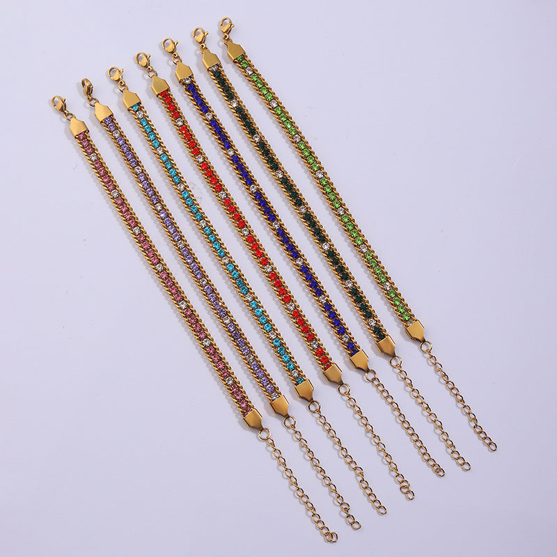 Three-layer Diamond Versatile Personality Stainless Steel Bracelet