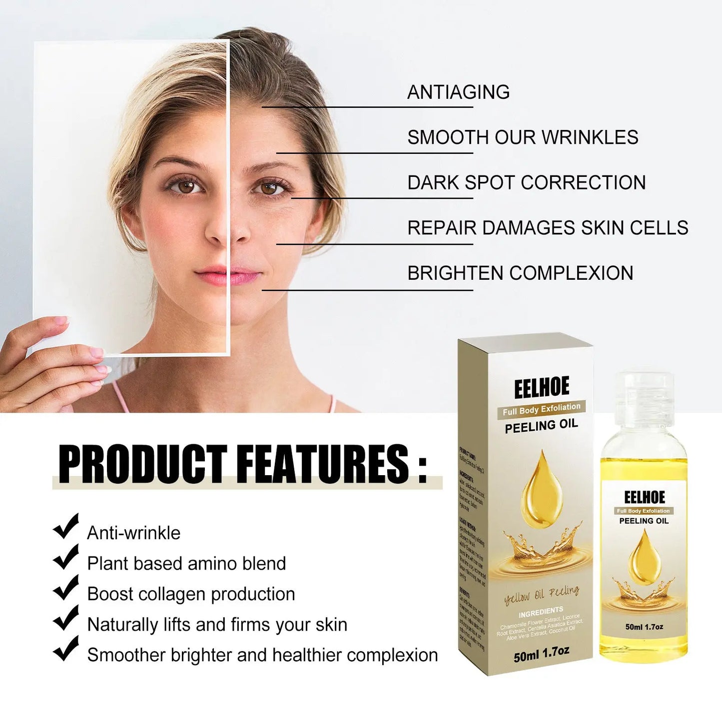 Delicate Brightening Body Cleaning Exfoliating Skin Care Oil 50ml Louisiana Mart