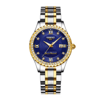 Women's Waterproof Watch Luminous Date Display Steel Band