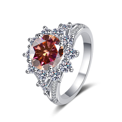 925 Sterling Silver Ring Female 3 Karat Color Moissanite Affordable Luxury Style Ring