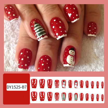 24pcs Christmas False Nails Hat Striped Snowflake Nail Art Stickers For Parties Dances Or Holiday Wear Louisiana Mart