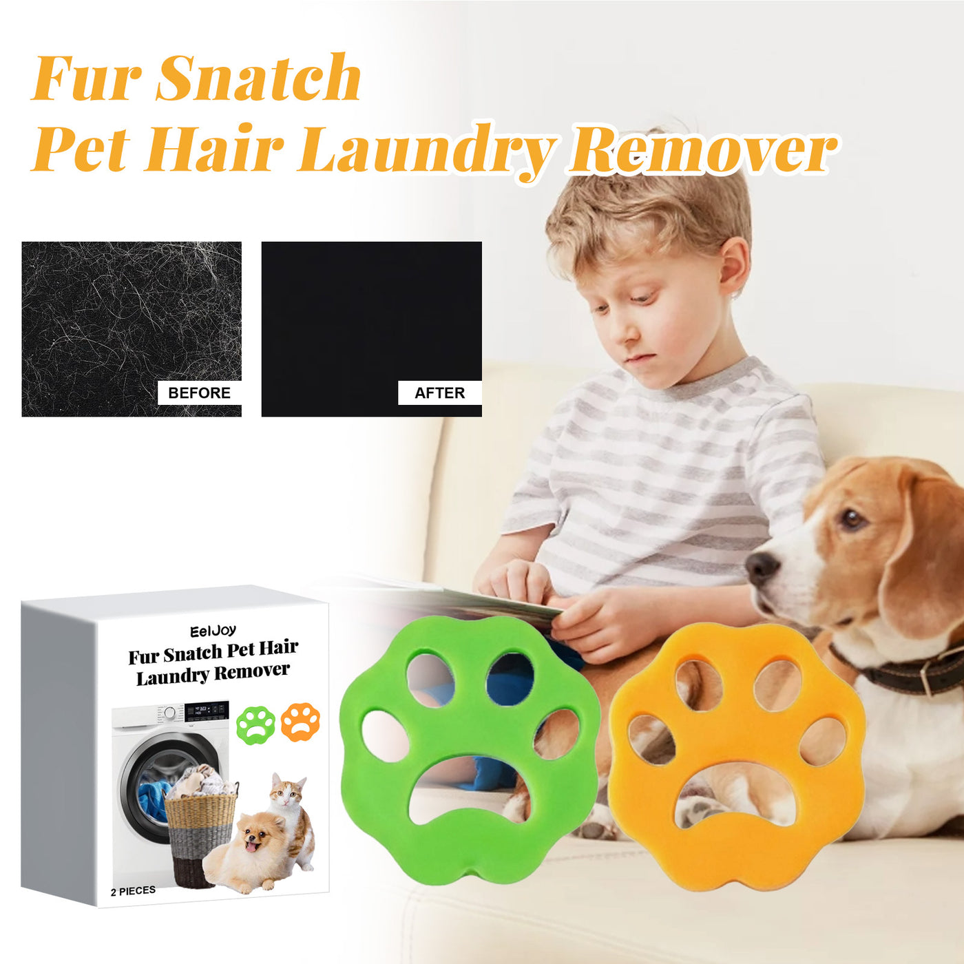 2-Pack Reusable Pet Hair Remover for Laundry – Non-Toxic Lint Catcher for Washer & Dryer, Dog & Cat Hair Catcher for Bedding, Clothes, and Towels