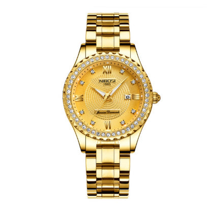 Women's Waterproof Watch Luminous Date Display Steel Band