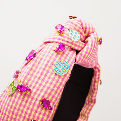 Fashion Plaid Fabric Hand-stitched Easter Headband