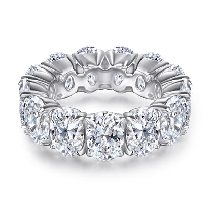 Oval Zircon Silver Ring Female Niche High Sense