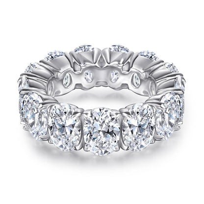 Oval Zircon Silver Ring Female Niche High Sense