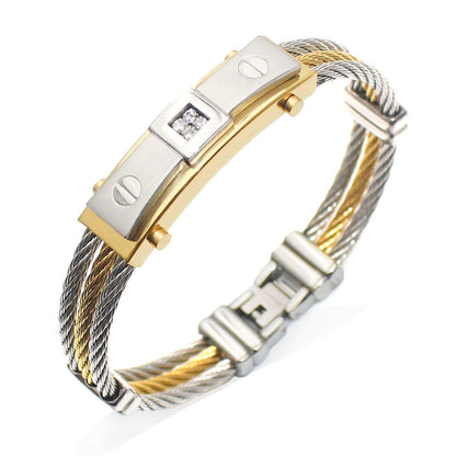 Three-ring Steel Wire Braided Hemp Rope Bracelet