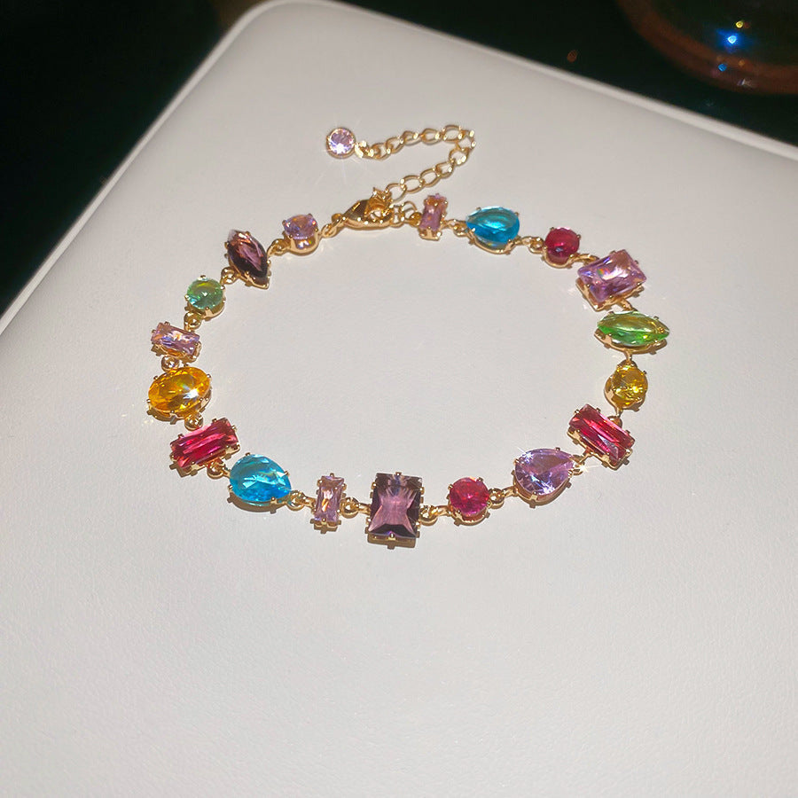 Irregular Geometric Zircon Drop-shaped Bracelet