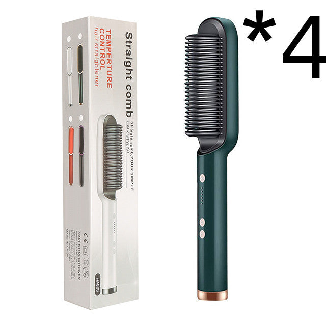 New 2 In 1 Hair Straightener Hot Comb Negative Ion Curling Tong Dual-purpose Electric Hair Brush Louisiana Mart