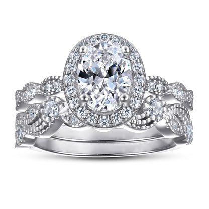 Oval Zircon Silver Ring Female Niche High Sense