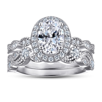 Oval Zircon Silver Ring Female Niche High Sense