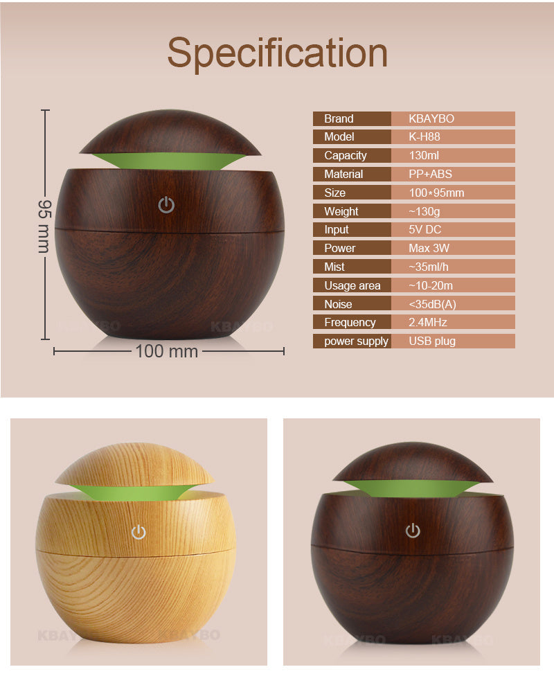USB Aroma Essential Oil Ultrasonic Cold Steam Diffuser Air Humidifier Purifier 7 Color Change LED Night Light for Home Office Louisiana Mart
